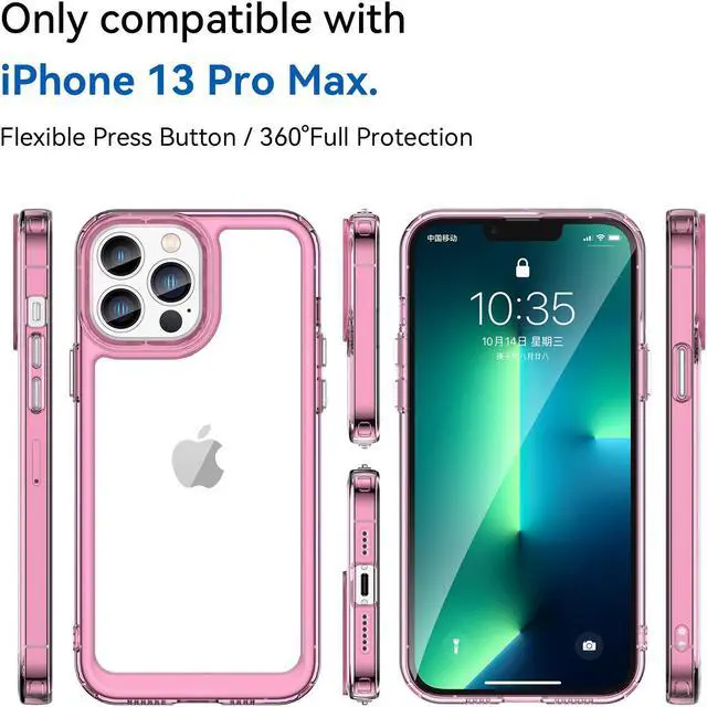 Alt view image 2 of 7 - BONAEVER Case Compatible with iPhone 13 Pro Max 6.7 inch Shockproof Phone Bumper Cover Anti-Scratch Clear Back Transparent Red