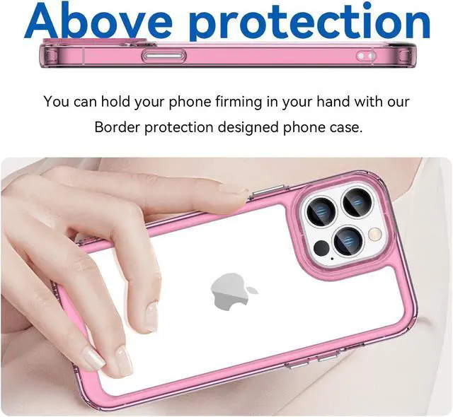 Alt view image 4 of 7 - BONAEVER Case Compatible with iPhone 13 Pro Max 6.7 inch Shockproof Phone Bumper Cover Anti-Scratch Clear Back Transparent Red