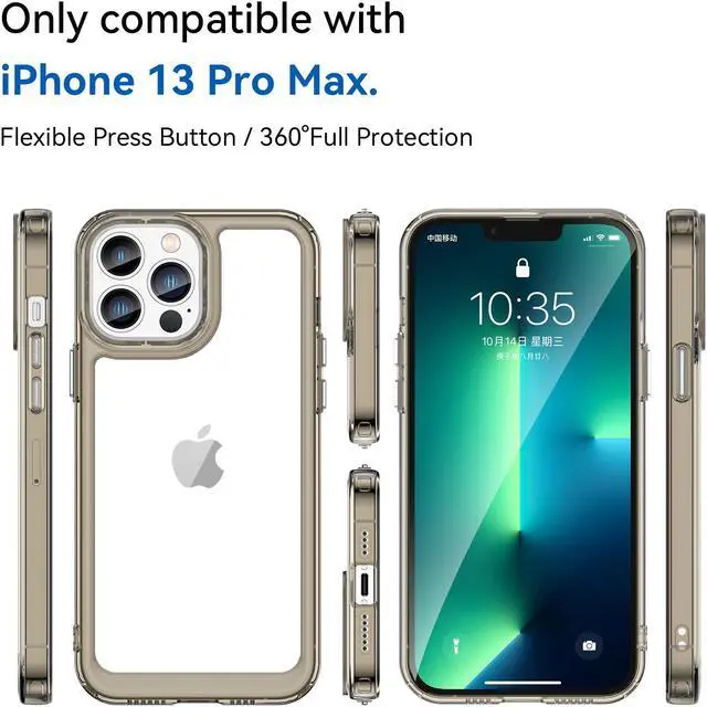 Alt view image 2 of 7 - BONAEVER Case Compatible with iPhone 13 Pro Max 6.7 inch Shockproof Phone Bumper Cover Anti-Scratch Clear Back Transparent Black