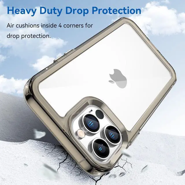 Alt view image 3 of 7 - BONAEVER Case Compatible with iPhone 13 Pro Max 6.7 inch Shockproof Phone Bumper Cover Anti-Scratch Clear Back Transparent Black