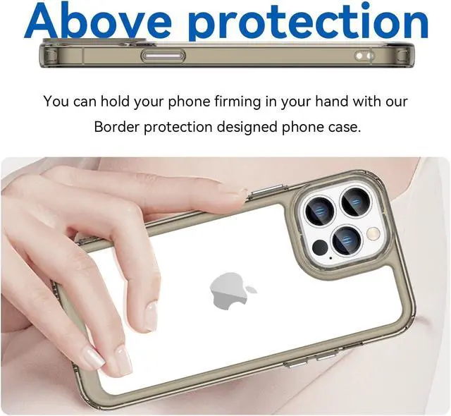 Alt view image 4 of 7 - BONAEVER Case Compatible with iPhone 13 Pro Max 6.7 inch Shockproof Phone Bumper Cover Anti-Scratch Clear Back Transparent Black