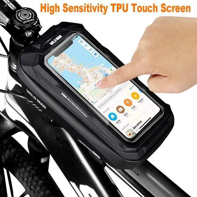 Alt view image 2 of 7 - BONAEVER Bike Phone Bag Frame Bag Waterproof Bike Phone Holder MTB Frame Bag Handlebar Pouch Touch Screen Cycling Phone Mount for Smartphone Under 6.5 Inch