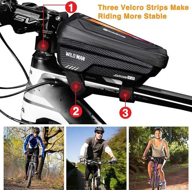 Alt view image 7 of 7 - BONAEVER Bike Phone Bag Frame Bag Waterproof Bike Phone Holder MTB Frame Bag Handlebar Pouch Touch Screen Cycling Phone Mount for Smartphone Under 6.5 Inch