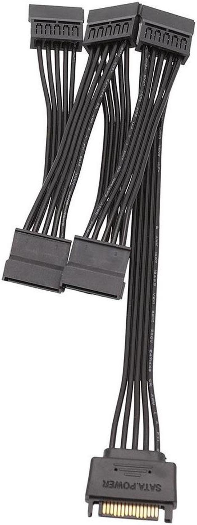 Alt view image 7 of 7 - BONAEVER 15 Pin SATA Power Extension Hard Drive Cable 1 Male to 5 Female Splitter Adapter 20-inch