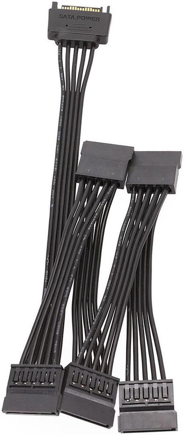 Alt view image 5 of 7 - BONAEVER 15 Pin SATA Power Extension Hard Drive Cable 1 Male to 5 Female Splitter Adapter 20-inch