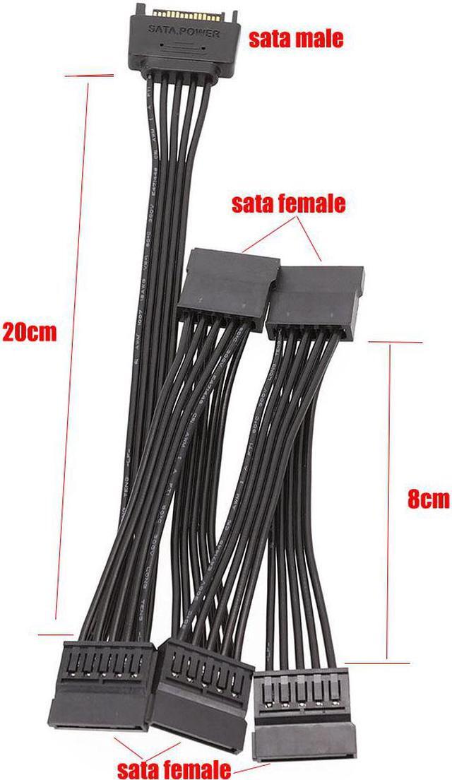 Alt view image 2 of 7 - BONAEVER 15 Pin SATA Power Extension Hard Drive Cable 1 Male to 5 Female Splitter Adapter 20-inch