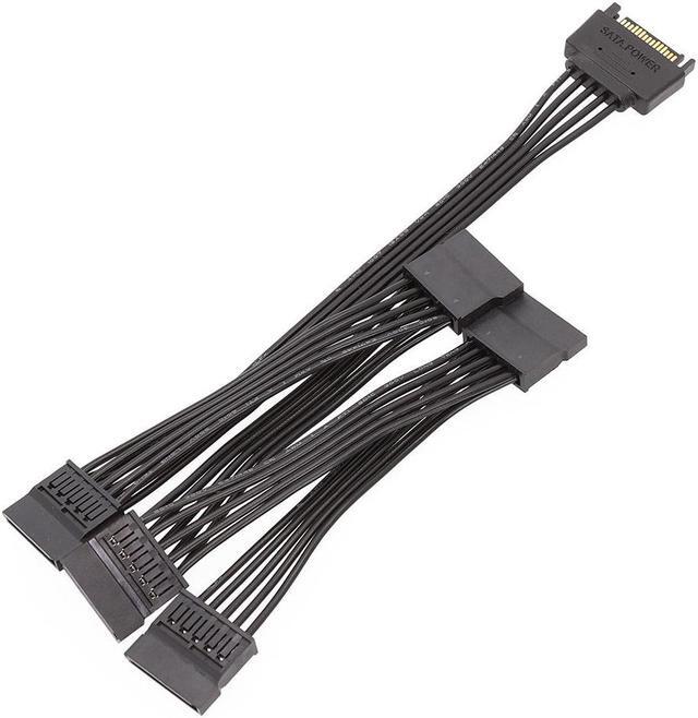 Main image of BONAEVER 15 Pin SATA Power Extension Hard Drive Cable 1 Male to 5 Female Splitter Adapter 20-inch