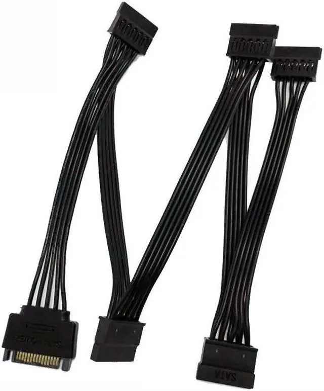 Main image of BONAEVER SATA Power Splitter Cable 15 Pin SATA to 5 SATA Power Extension Hard Drive Cable For HDD SSD Optical Drives Sata Power Cable - 40 inches