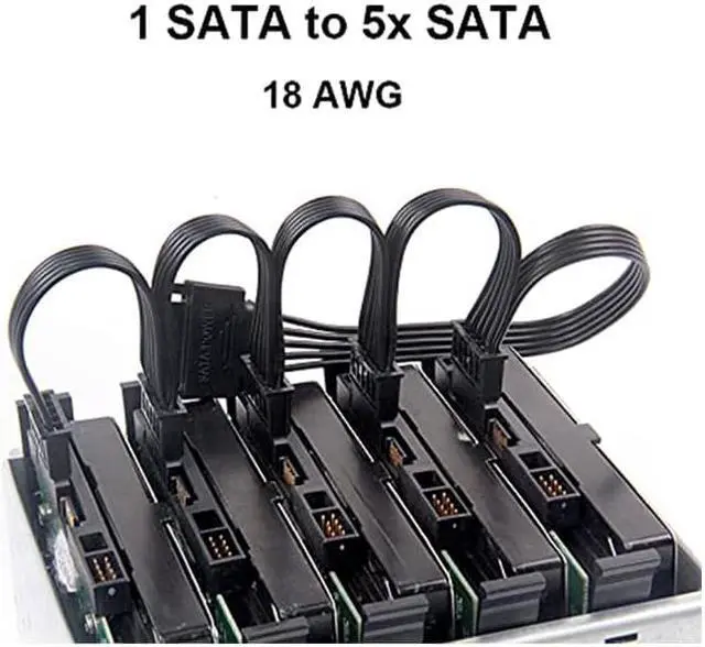 Alt view image 7 of 7 - BONAEVER SATA Power Splitter Cable 15 Pin SATA to 5 SATA Power Extension Hard Drive Cable For HDD SSD Optical Drives Sata Power Cable - 40 inches