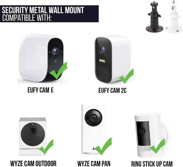 Alt view image 5 of 7 - BONAEVER Adjustable Indoor/Outdoor Security Wall Mount Compatible with Arlo Pro/Pro 2/Pro 3/Ultra/Ultra 2 & Others - Ring Standick Up Cam Battery eufyCam E/2C Wyze Cam Outdoor/Pan (3 Pack White)