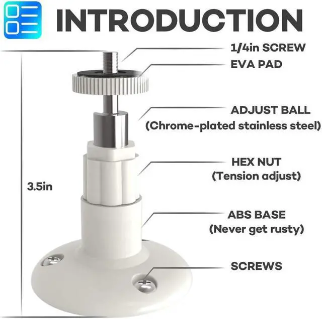 Alt view image 7 of 7 - BONAEVER Adjustable Indoor/Outdoor Security Wall Mount Compatible with Arlo Pro/Pro 2/Pro 3/Ultra/Ultra 2 & Others - Ring Standick Up Cam Battery eufyCam E/2C Wyze Cam Outdoor/Pan (3 Pack White)