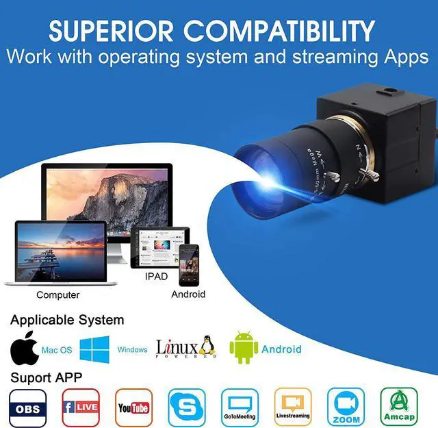 Alt view image 5 of 7 - BONAEVER 2MP Low Illumination USB Camera with 5-50mm Manual Zoom Lens USB Webcamera Full HD 1080P 30fps H.264 Webcam with IMX323 Sensor Plug Play USB Webcam for Windows/Linux/Raspberry Pi/Mac