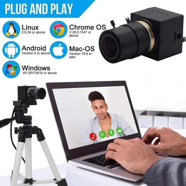 Alt view image 6 of 7 - BONAEVER 2MP Low Illumination USB Camera with Wide Angle 2.8-12mm Manual Zoom Lens Webcam Full HD 1080P H.264 USB Webcam with IMX323 Sensor UVC USB Webcamera for Windows/Linux/Mac