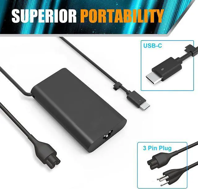 Alt view image 2 of 7 - USB-C Laptop Charger 45W compatible with Dell Latitude 7390 2in1 7275 7370 5175 5285 5290-2in1,Dell XPS 13 9360 9365 9370 9333 9380 Inspiron 14 7437,04RYWW LA45NM150 0HDCY5 with Type c(USB C/USBC) Tip
