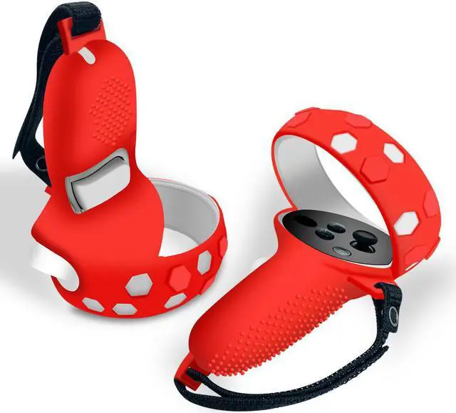 Main image of BONAEVER VR Handle Silicone Protective Cover for Oculus Quest 2 Controller Grips Sleeve + Anti-Lo Stand Strap for Oculus Quest 2 VR Accesories Red