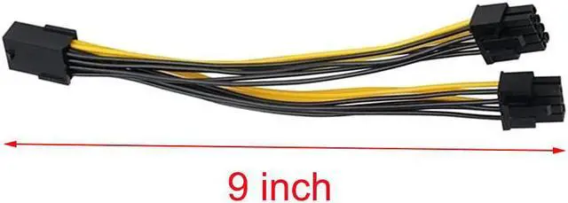 Alt view image 2 of 7 - BONAEVER 3 Packs GPU VGA PCIe 8 Pin Female to Dual 8 Pin (6+2) Male PCI Express Adapter Splitter Power Cable 9 inch