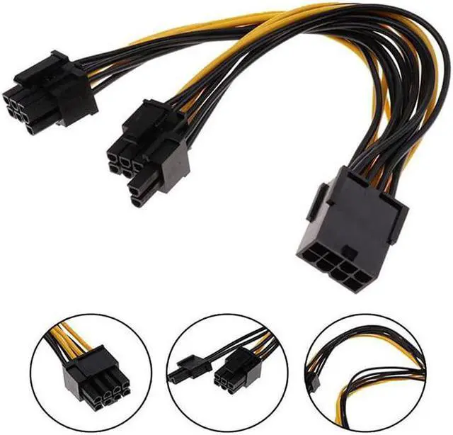 Alt view image 6 of 7 - BONAEVER 3 Packs GPU VGA PCIe 8 Pin Female to Dual 8 Pin (6+2) Male PCI Express Adapter Splitter Power Cable 9 inch