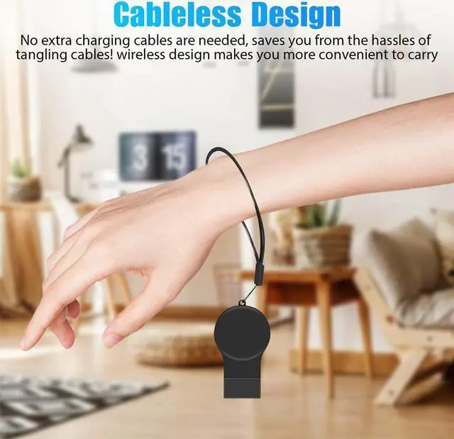 Alt view image 6 of 7 - BONAEVER Portable Samsung Galaxy Watch 4 / Watch 3 Charger USB Travel Cordless Wireless Charger Keychain for Samsung Galaxy Watch4 Classic Watch3 Active & Active 2 Accessories