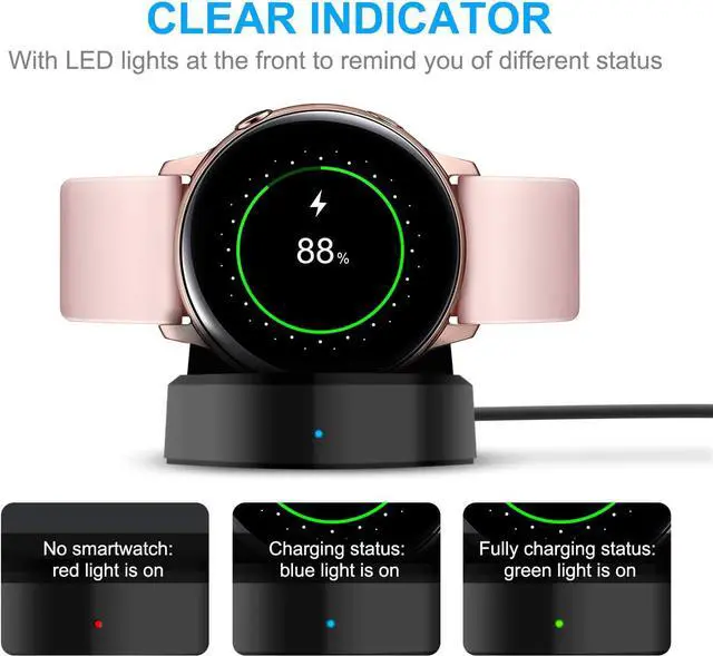 Alt view image 4 of 7 - BONAEVER Charger Stand for Samsung Galaxy Watch 4/ Galaxy Watch Active 2/for Galaxy Watch Active/for Galaxy Watch 4 Classic/for Galaxy Watch 3 Replacement Charging Cradle Dock for Galaxy Active Watch