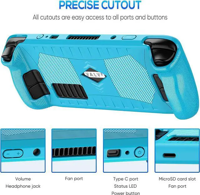 Alt view image 3 of 8 - BONAEVER Upgraded Protective Case for Steam Deck with Screen Protector Soft TPU Protector Cover Accessories Kit with Anti-Collision Easy In Standallation Design Blue