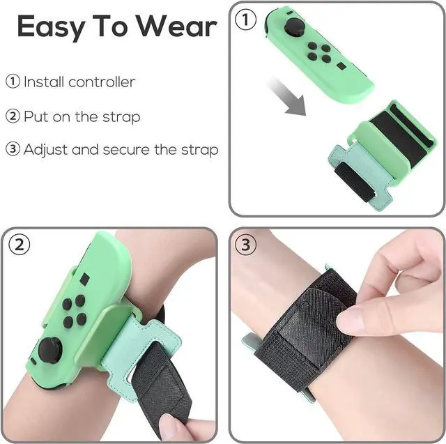 Alt view image 5 of 7 - BONAEVER Upgraded Wri Stand B s Compatible with Ju Stand Dance 2022 2021 2020 Switch Adjustable Ela Standic Dance Straps Compatible with Switch & Switch OLED Controllers 2 Pack for Kids Adults Green