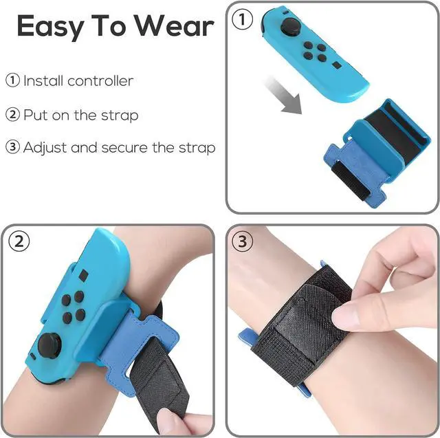 Alt view image 4 of 7 - BONAEVER Upgraded Wri Stand B s Compatible with Ju Stand Dance 2022 2021 2020 Switch Adjustable Ela Standic Dance Straps Compatible with Switch & Switch OLED Controllers 2 Pack for Kids Adults Blue