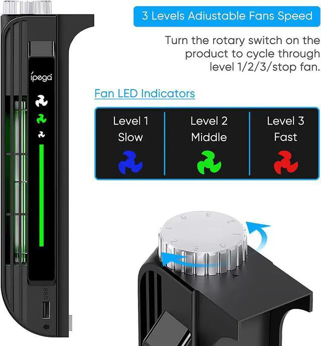 Alt view image 2 of 7 - BONAEVER Upgraded Cooling Fan Accessories for PS5 Cooling Systerm Cooler Fan for Play Station 5 Disc Digital Edition - Black
