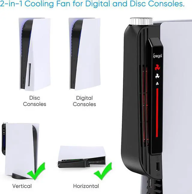 Alt view image 3 of 7 - BONAEVER Upgraded Cooling Fan Accessories for PS5 Cooling Systerm Cooler Fan for Play Station 5 Disc Digital Edition - Black
