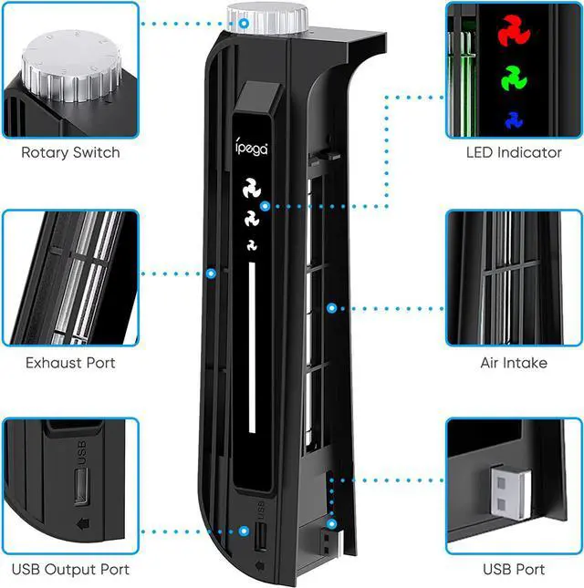 Alt view image 4 of 7 - BONAEVER Upgraded Cooling Fan Accessories for PS5 Cooling Systerm Cooler Fan for Play Station 5 Disc Digital Edition - Black
