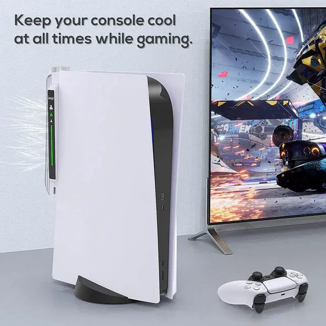 Alt view image 7 of 7 - BONAEVER Upgraded Cooling Fan Accessories for PS5 Cooling Systerm Cooler Fan for Play Station 5 Disc Digital Edition - Black White