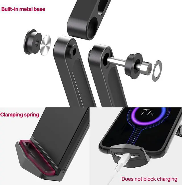 Alt view image 7 of 7 - BONAEVER Stand andolder Desktop Phone Mount Stand with 2 Adjustable Arm 360° Rotates Holder Universal Foldable Multi Angle Compatible with iPad iPhone More