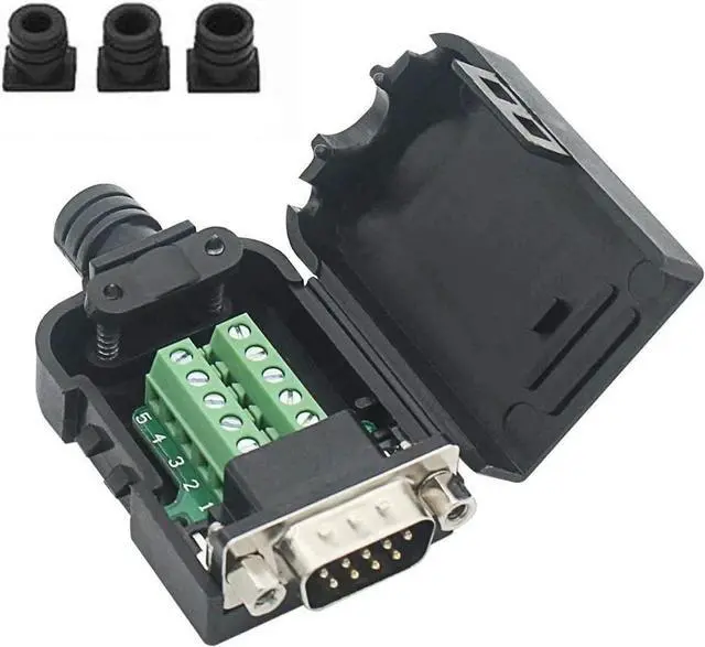Main image of BONAEVER DB9 Breakout Connector to Wiring Terminal RS232 D-SUB Male Serial Adapters Port Breakout Board Solder-Free Module with case