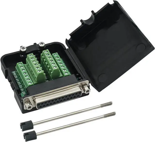 Main image of BONAEVER DB25 Breakout Board Solder-Free Female Adapter 25-pin Port Adapter to Terminal Connector Signal Module Long Bolts Nuts with case
