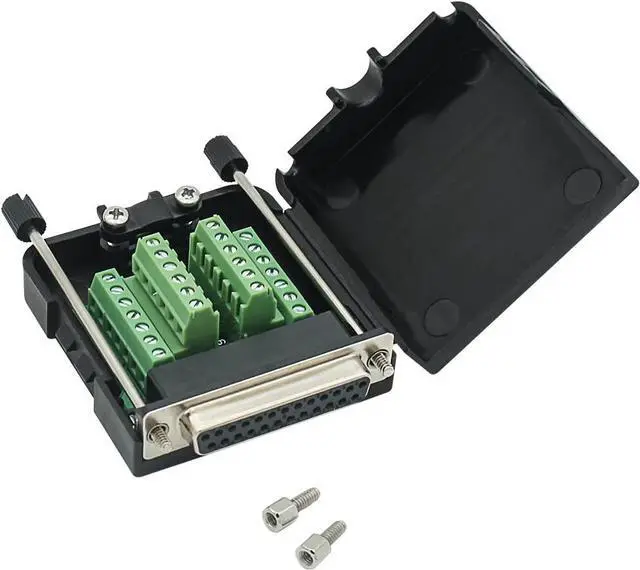 Alt view image 2 of 7 - BONAEVER DB25 Breakout Board Solder-Free Female Adapter 25-pin Port Adapter to Terminal Connector Signal Module Long Bolts Nuts with case