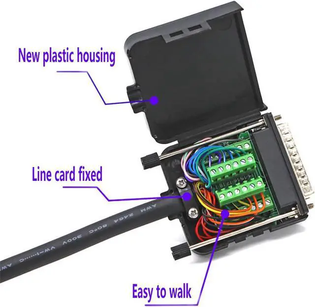 Alt view image 7 of 7 - BONAEVER DB25 Breakout Board Solder-Free Female Adapter 25-pin Port Adapter to Terminal Connector Signal Module Long Bolts Nuts with case