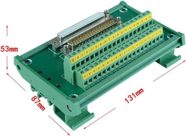 Alt view image 7 of 7 - BONAEVER DB37 Male/Female D-SUB Din Rail Mount Interface Module RS232 D-SUB Serial to 37-pin Port Terminal D-sub Terminal Block Breakout Board