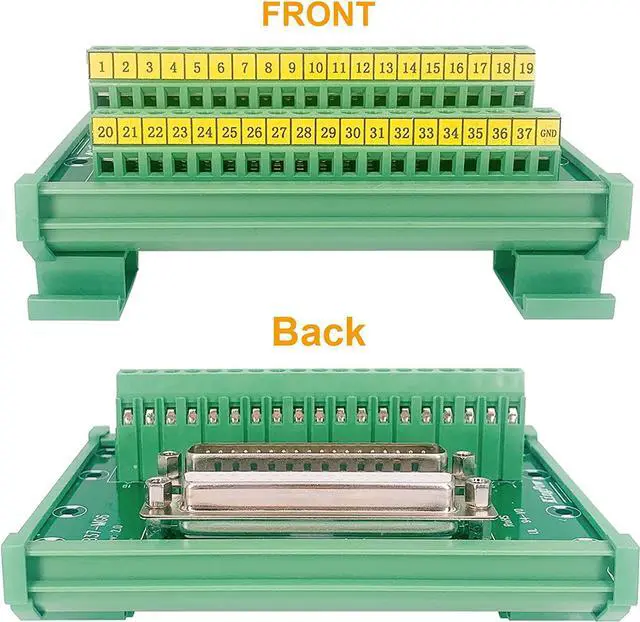Alt view image 3 of 7 - BONAEVER DB37 Male/Female D-SUB Din Rail Mount Interface Module RS232 D-SUB Serial to 37-pin Port Terminal D-sub Terminal Block Breakout Board