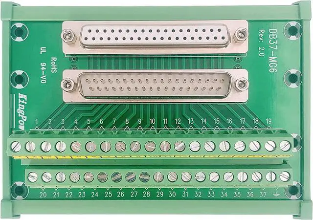Alt view image 4 of 7 - BONAEVER DB37 Male/Female D-SUB Din Rail Mount Interface Module RS232 D-SUB Serial to 37-pin Port Terminal D-sub Terminal Block Breakout Board