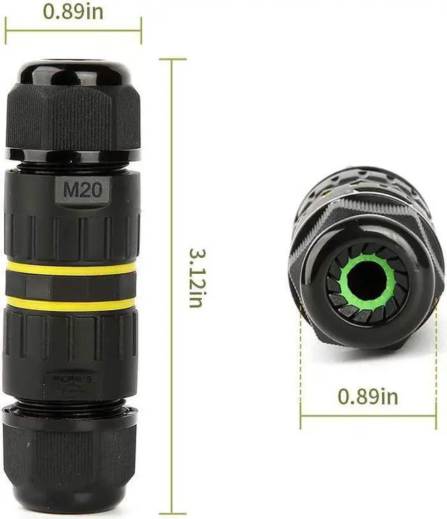 Alt view image 5 of 6 - BONAEVER 5 Packs IP68 Waterproof Junction Box Outdoor External Sleeve Coupler M20 Cable Connector Ø5-12mm Wire Range (AC 400V 24A)UL for Outdoor2 Way 4 Pin