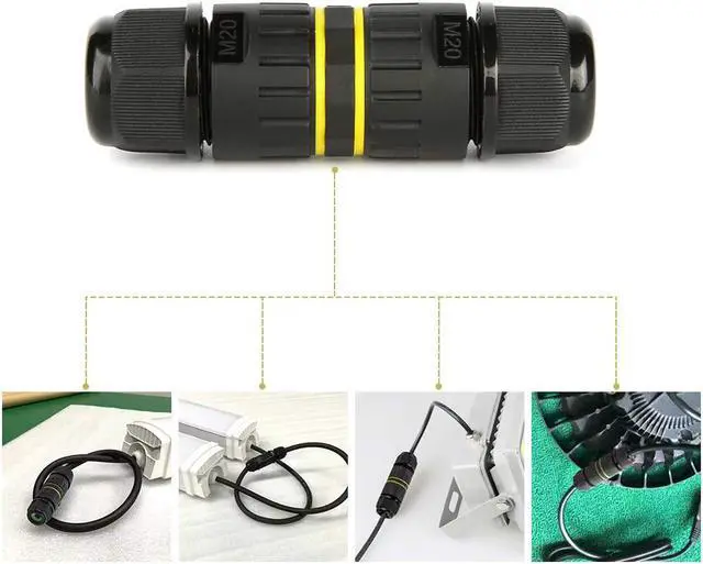 Alt view image 6 of 6 - BONAEVER 5 Packs IP68 Waterproof Junction Box Outdoor External Sleeve Coupler M20 Cable Connector Ø5-12mm Wire Range (AC 400V 24A)UL for Outdoor2 Way 4 Pin