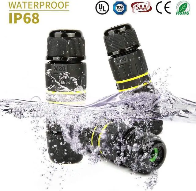 Alt view image 2 of 6 - BONAEVER 5 Packs IP68 Waterproof Junction Box Outdoor External Sleeve Coupler M20 Cable Connector Ø5-12mm Wire Range (AC 400V 24A)UL for Outdoor2 Way 4 Pin