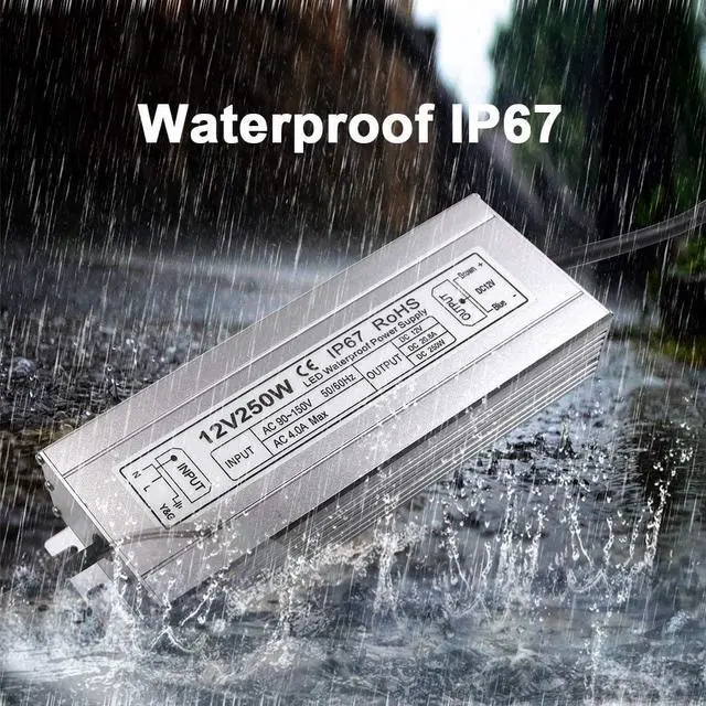Alt view image 2 of 7 - LED Power Supply 250W High-powerTransformer Waterproof IP67 12V DC Driver Adapter for Outdoor Use