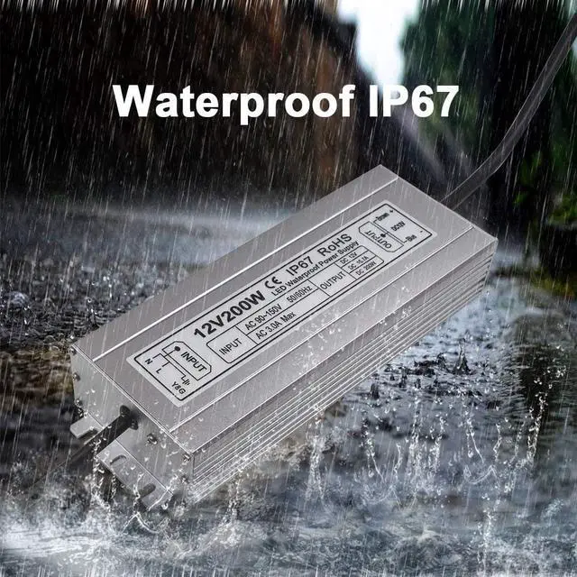 Alt view image 2 of 7 - LED Power Supply 200W High-powerTransformer Waterproof IP67 12V DC Driver Adapter for Outdoor Use