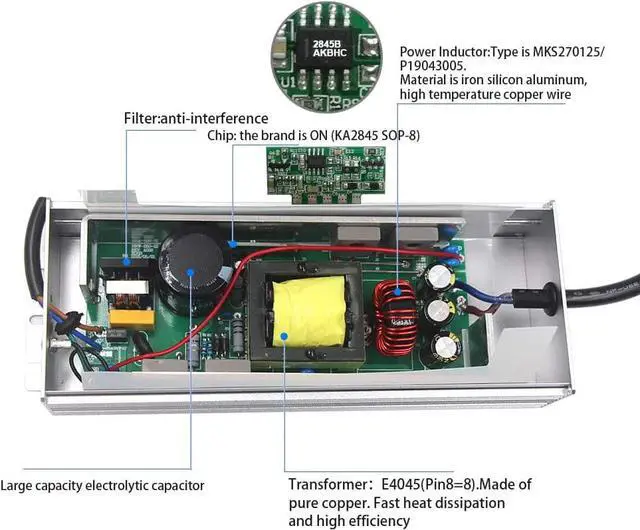 Alt view image 4 of 7 - LED Power Supply 200W High-powerTransformer Waterproof IP67 12V DC Driver Adapter for Outdoor Use