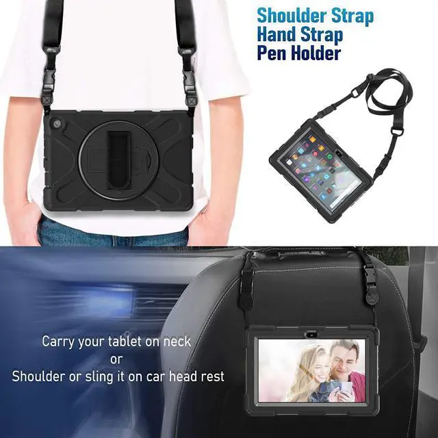 Alt view image 7 of 7 - BONAEVER For Amazon All-New Kindle Fire 7 (12th Generation 2022 Release) Case Shockproof Protective Case for All-New Kindle Fire 7 inch with Stand andandle Hand Strap & Shoulder Strap