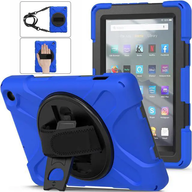 Main image of BONAEVER For Amazon All-New Kindle Fire 7 (12th Generation 2022 Release) Case Shockproof Protective Case for All-New Kindle Fire 7 inch with Stand andandle Hand Strap & Shoulder Strap Blue