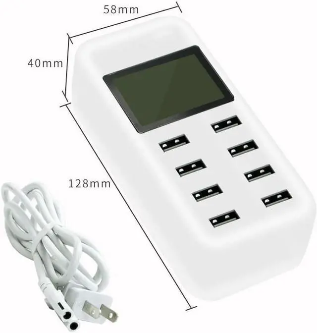 Alt view image 6 of 7 - BONAEVER 8 Port Smart USB Charger Hub with LCD 40W Multi-Port USB Charging Station USB Wall Travel Charger for Smartphone