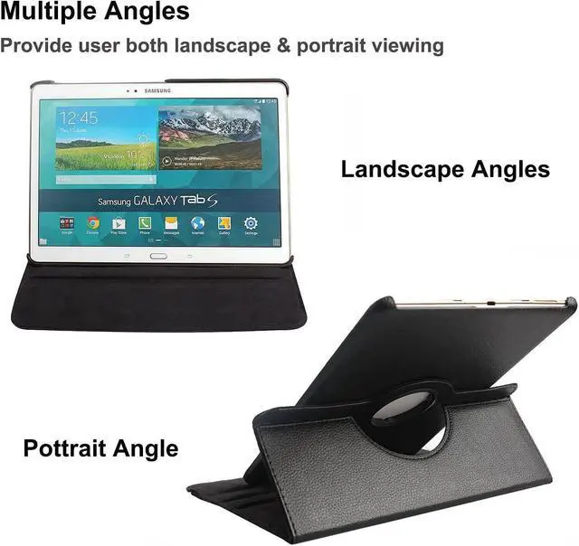 Alt view image 6 of 7 - BONAEVER Case for Samsung Galaxy Tab S 10.5 inch 2014 Model SM-T800 SM-T805 - 360 Degree Rotating Stand Case Smart Protective Cover with Universal Stylus Pen