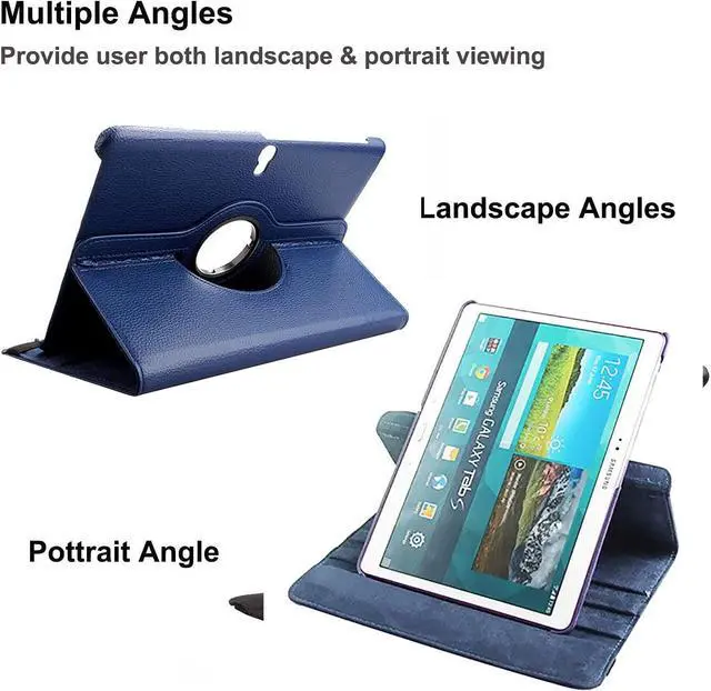 Alt view image 5 of 6 - BONAEVER Case for Samsung Galaxy Tab S 10.5 inch 2014 Model SM-T800 SM-T805 - 360 Degree Rotating Stand Case Smart Protective Cover with Universal Stylus Pen Blue