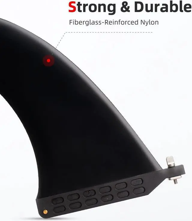 Alt view image 3 of 6 - 9'' SUP Single Center Fin, No Tool Fin Screw, Fiberglass Reinforeced 9 inch SUP Replacement Fins for Surfboard, Stand-up Paddle Board, Longboard